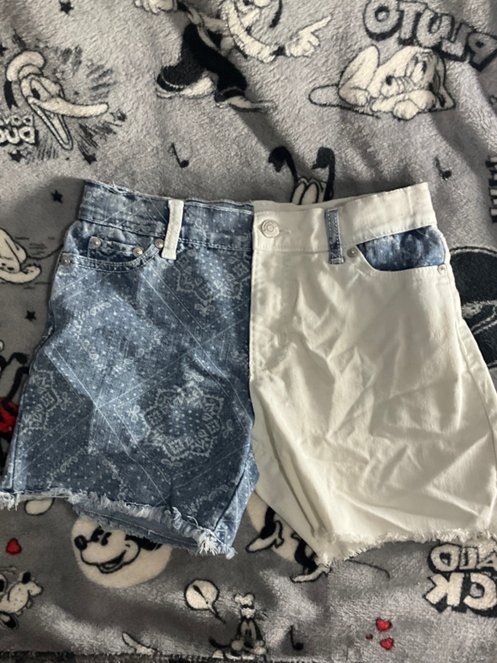 Jordache Two-Tone‎ Blue Bandana and White Denim Shorts